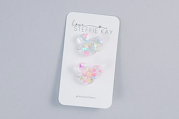 2 Pack Hair Ties | Confetti Mouse Heads | 3 Options