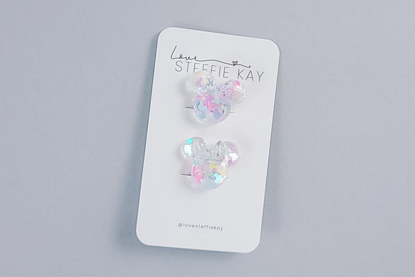 2 Pack Hair Ties | Confetti Mouse Heads | 3 Options