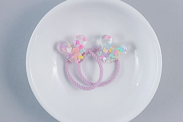 2 Pack Hair Ties | Confetti Mouse Heads | 3 Options