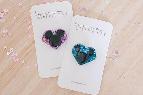 Resin Hair Clip | Small Glitter Mouse Head | 18 Options
