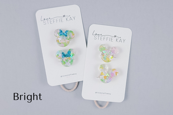 2 Pack Hair Ties | Confetti Mouse Heads | 3 Options