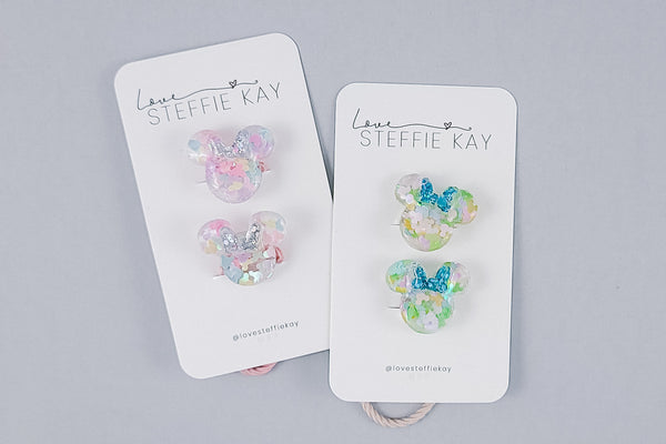 2 Pack Hair Ties | Confetti Mouse Heads | 3 Options