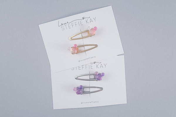 2-Pack Hair Clips | Ombre Mouse Head | 4 Options