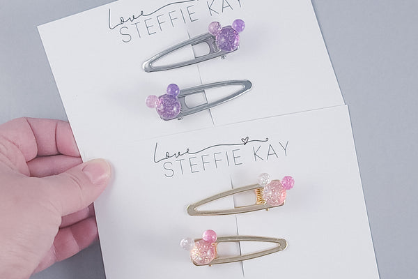 2-Pack Hair Clips | Ombre Mouse Head | 4 Options