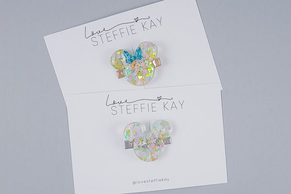 Resin Hair Clip | Confetti Mouse Head | 3 Options