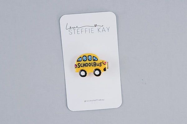 Acrylic Hair Clip | School Bus