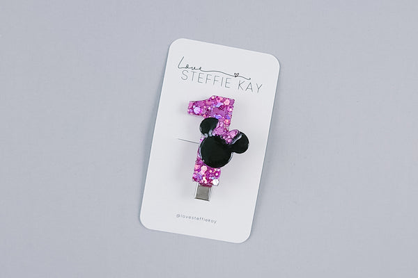 Resin Number Hair Clip | Mouse Head