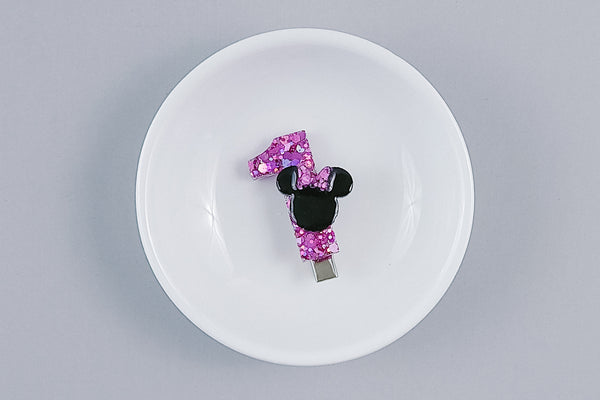 Resin Number Hair Clip | Mouse Head