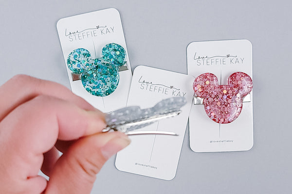 Resin Hair Clip | Glitter Mouse Head