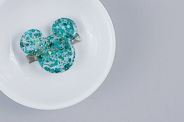 Resin Hair Clip | Glitter Mouse Head