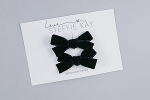 Velvet Pigtail Bows | Ebony