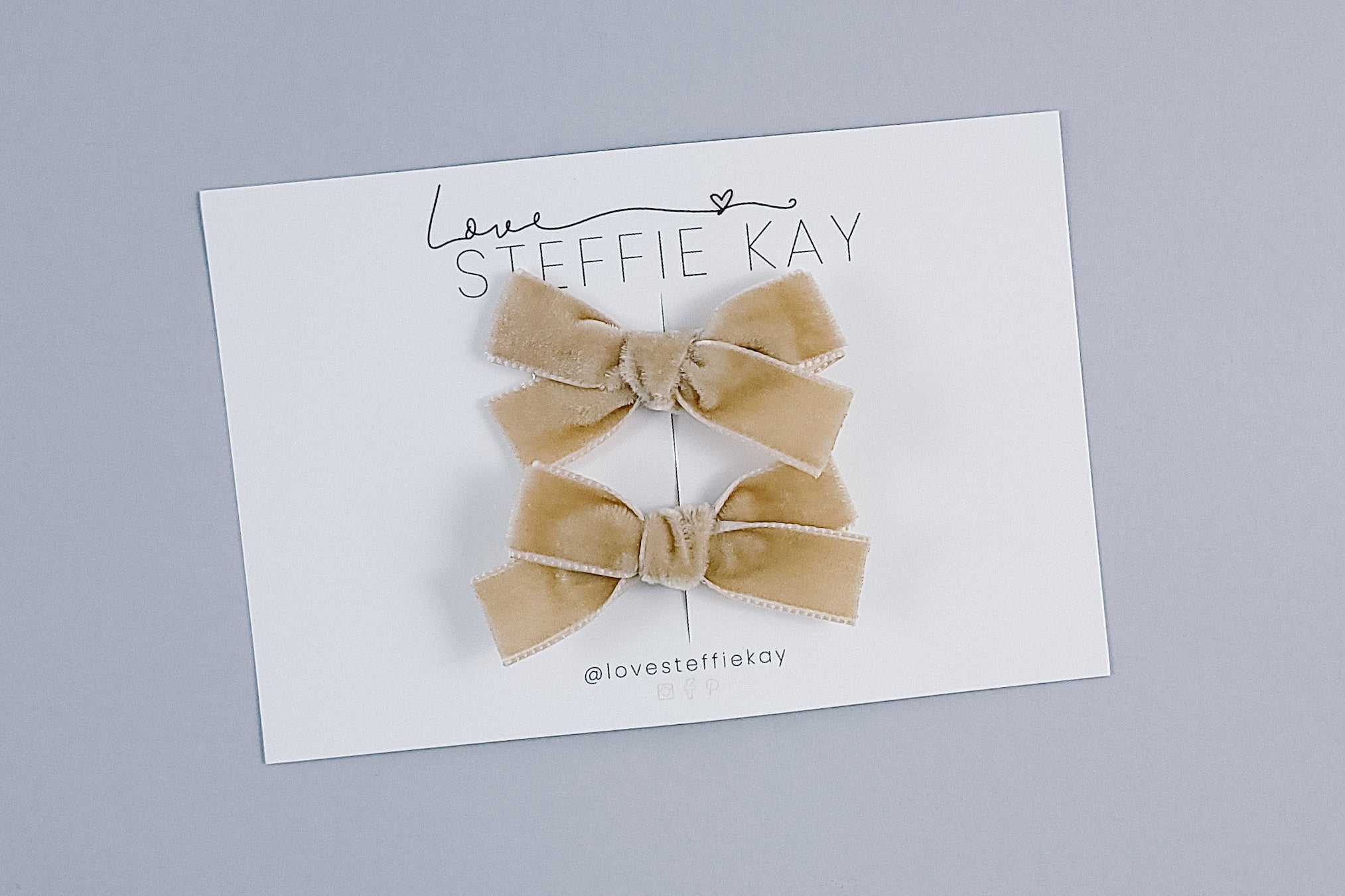 Velvet Pigtail Bows | Beige