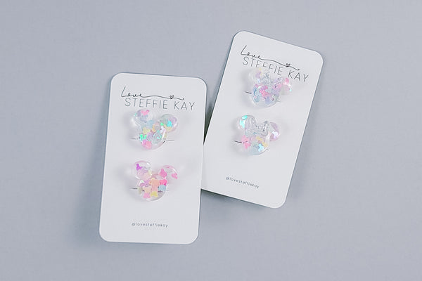 2 Pack Hair Ties | Confetti Mouse Heads | 2 Options