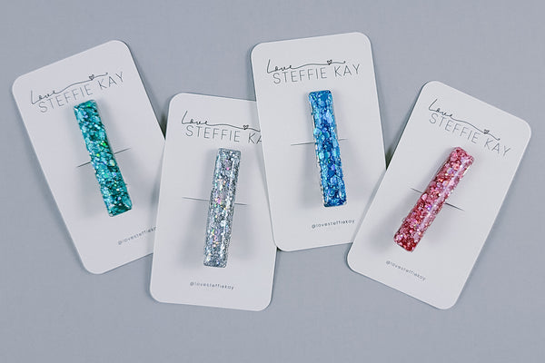 Resin Bar Hair Clip | Solid Glitter | 18 Options