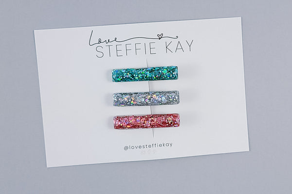 Resin Bar Hair Clip | Solid Glitter | 18 Options