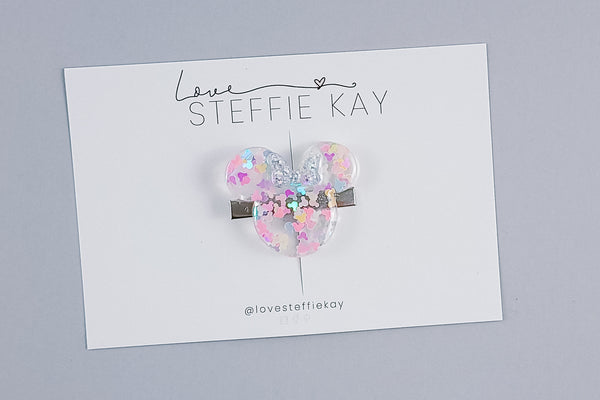 Resin Hair Clip | Confetti Mouse Head | 2 Options