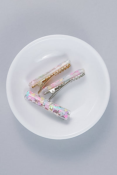 Resin Bar Hair Clip | Mouse Head Confetti | 2 Options