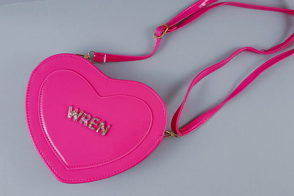 Personalized Girls Heart Purse | Hot Pink