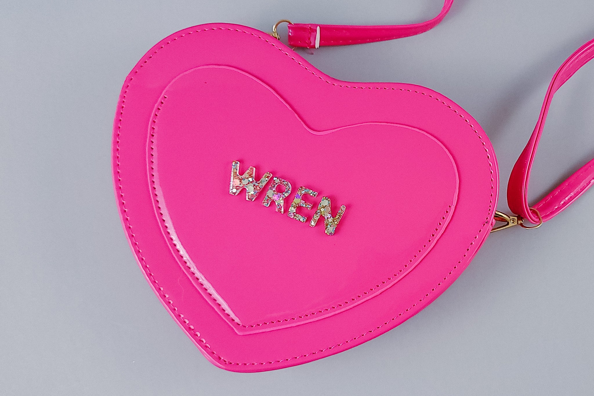 Personalized Girls Heart Purse | Hot Pink