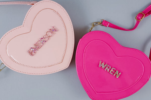 Personalized Girls Heart Purse | Hot Pink