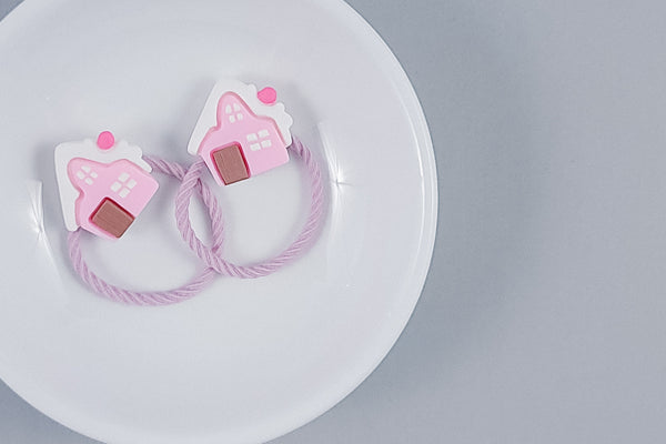 2 Pack Hair Ties | Pink Gingerbread Houses