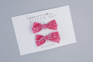 Velvet Pigtail Bows | Dusty Rose