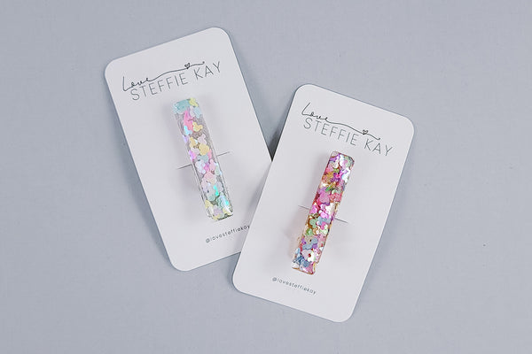 Resin Bar Hair Clip | Mouse Head Confetti | 2 Options