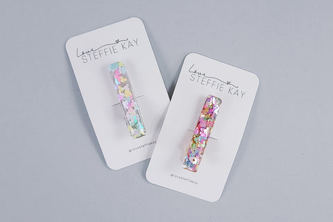 Resin Bar Hair Clip | Mouse Head Confetti | 2 Options