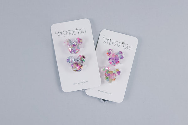 2 Pack Hair Ties | Confetti Mouse Heads | 2 Options