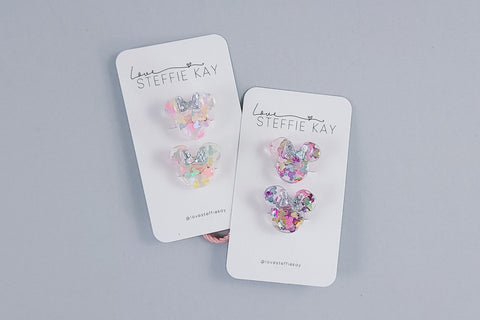 2 Pack Hair Ties | Confetti Mouse Heads | 2 Options