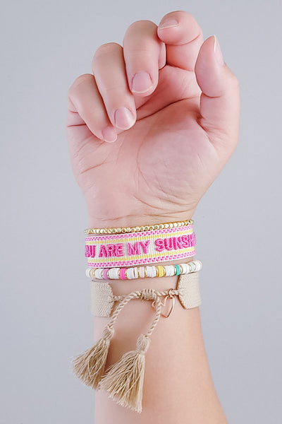 Embroidered Tassel Bracelet | You Are My Sunshine