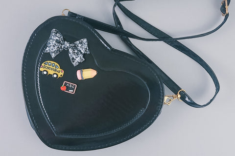 Girls Heart Purse | Black | Back to School