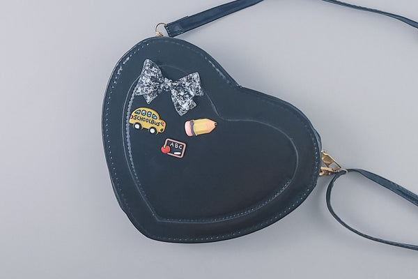 Girls Heart Purse | Black | Back to School