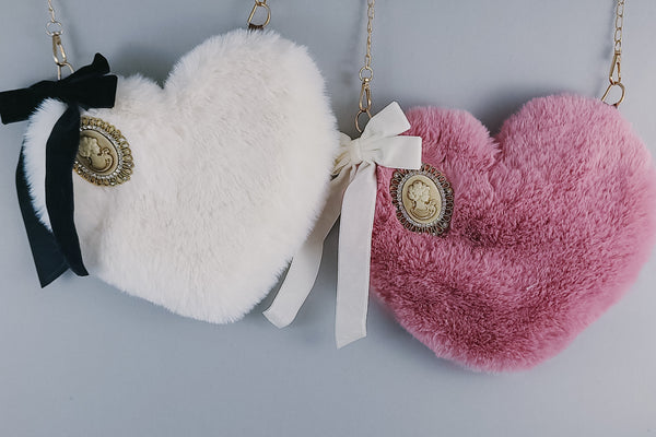 Faux Fur Heart Purse | Dusty Rose