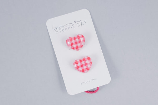 2-Pack Hair Ties | Gingham Hearts