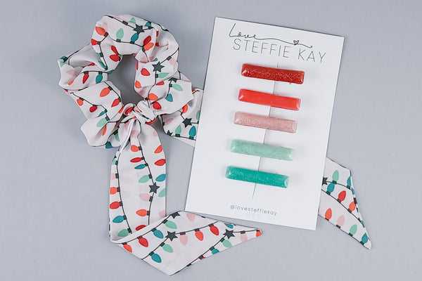 5-Pack Resin Bar Hair Clips | Holiday Cheer