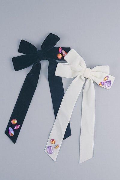 Long Velvet Bow | Bejeweled | 2 Options