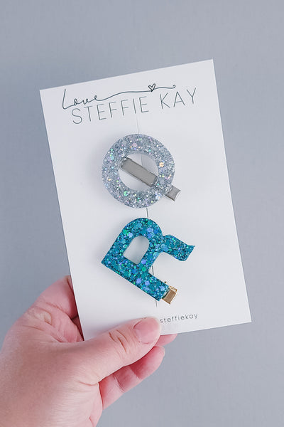 Resin Letter/Initial Hair Clip | Glitter