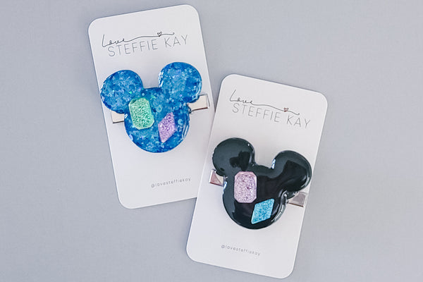 Resin Hair Clip | Jeweled Mouse Head