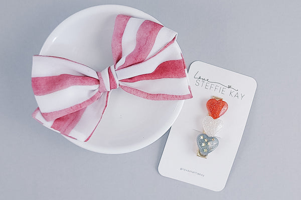 LSK Signature Heart Clip | Red, White + Blue