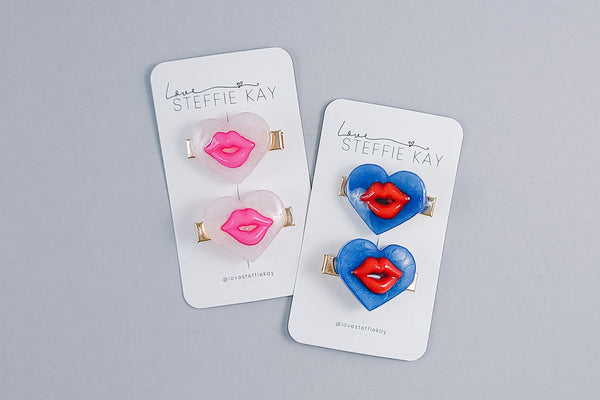 Resin Hair Clip | Kissing Heart 2-Pack | 2 Options