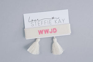 Embroidered Tassel Bracelet | WWJD
