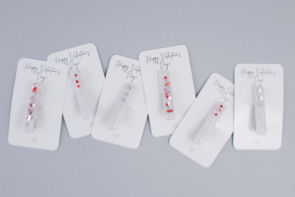 Resin Bar Clip | Rose Gold Sparkle Hearts