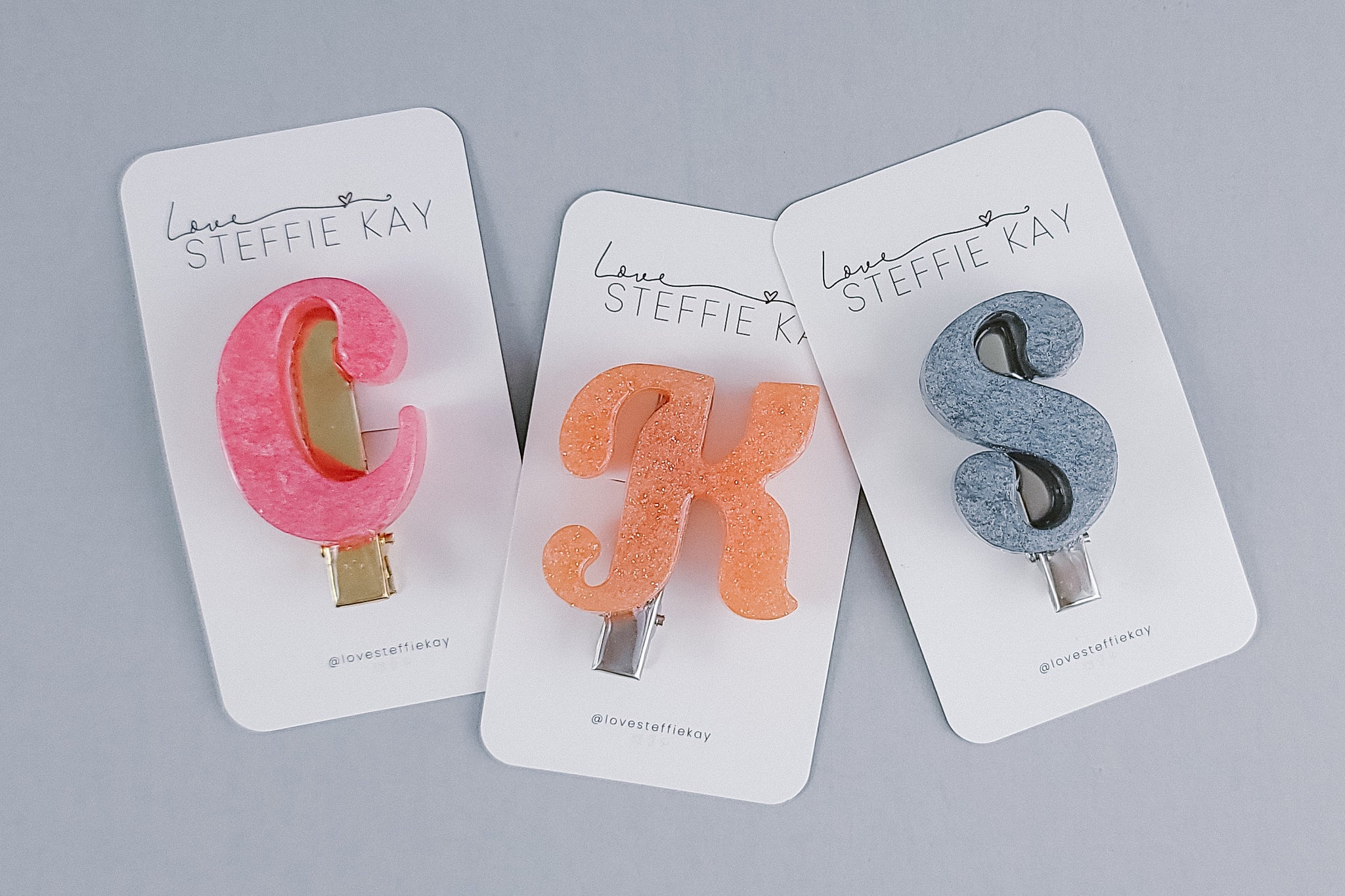 Letter/Initial Alligator Hair Clip | Resin | 40 Color Options