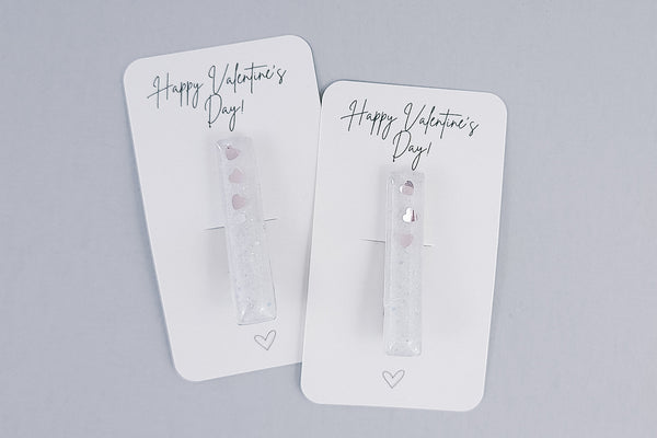 Resin Bar Clip | Rose Gold Sparkle Hearts