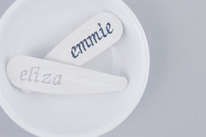 Embroidered Linen Snap Clip | Personalized