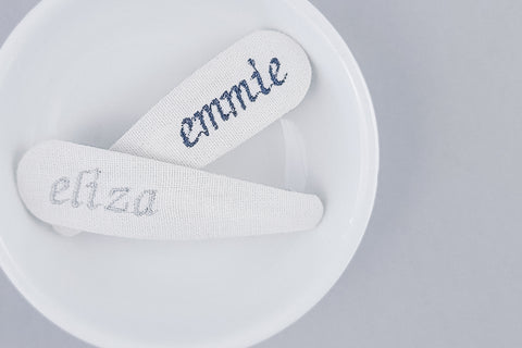 Embroidered Linen Snap Clip | Personalized