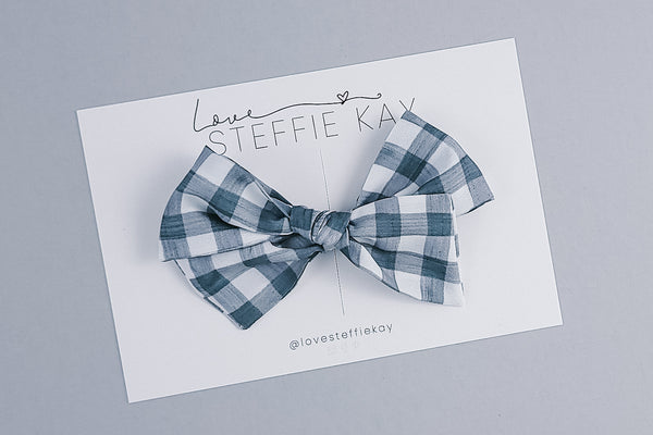 Pinwheel Bow | Charcoal Gingham