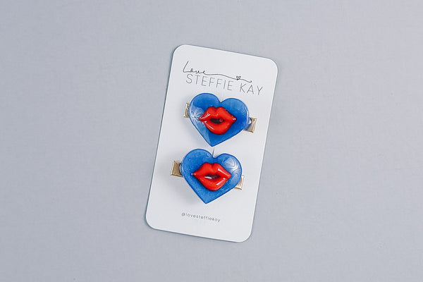 Resin Hair Clip | Kissing Heart 2-Pack | 2 Options