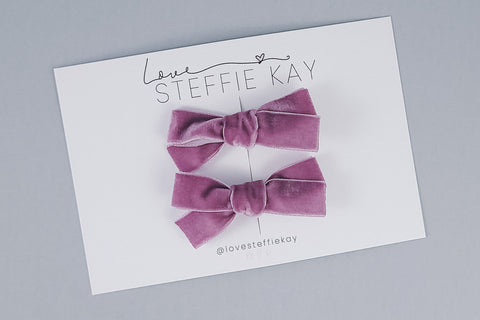 Velvet Pigtail Bows | Plum